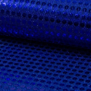 6mm Sparkling Sequin Fabric Material Glitter Sparkle - 6mm sequins - 115cm wide ROYAL BLUE
