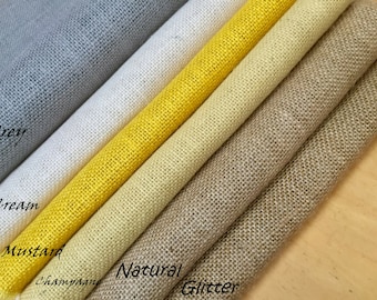 12&#39;&#39; wide Rustic Burlap Jute Runners For Events, Weddings, Home - Jute Hessian Table Runner - grey, cream, glitter, mustard