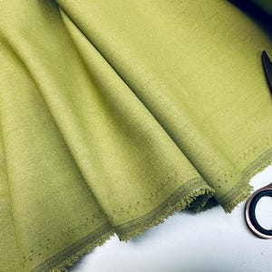 Tela Clásica de Mezcla de Lino y Algodón Ligera para Decoración del Hogar, Ropa de Cama, Ropa, Cortinas – 140 cm de Ancho Moss Khaki Green