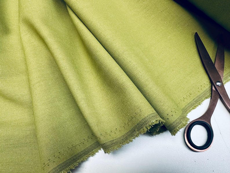 Tela Clásica de Mezcla de Lino y Algodón Ligera para Decoración del Hogar, Ropa de Cama, Ropa, Cortinas – 140 cm de Ancho Moss Khaki Green
