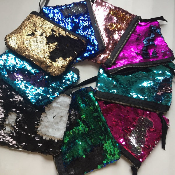 Flip Sequin Make Up Bag Reversible Mermaid Sequin Pouch Deux Tons Paillettes Pochette Sac Cosmétique Brush Holder