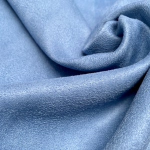 Blue BLACKOUT Faux Suede Polyester Fabric For Curtains Upholstery Material - 55&quot;/140cm Wide
