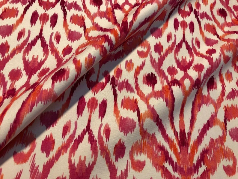 Abanico Floral Ikat rosa, tela de flores de Damasco, Material de algodón Paisley geométrico, cortina para tapicería, decoración del hogar, 55 /140cm de ancho imagen 6