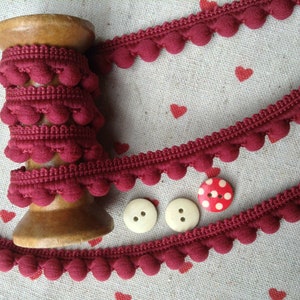 Perla Pom Pom Bobble Trim - PomPoms di alta qualità Mini formato 10 mm - Venduto al metro -BORGOGNA