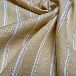 Tessuto in misto lino setoso a righe marine materiale a righe bianco chiaro decorazioni la casa sartoria larghezza 145 cm colore Tesoro