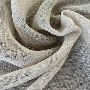TAUPE GREY Inbetween Voile Tulle Organza Fabric Linen Look Sheer Curtains Net With Lead Cord Weight Base - 280cm EXTRA Wide