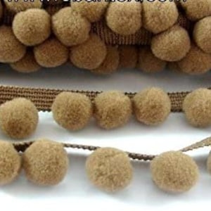 Beige scuro XL Taglia 2 cm Pom Pom Bobble Trim Frange Pom Pom Trimming - MIGLIORE QUALITÀ!! Scegli tra 21 colori #C (venduti al metro)