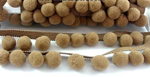 Dark Beige XL Size 2cm (0.8") Pom Pom Bobble Trim Fringe Pompom Trimming - BEST QUALITY!! Choose From 21 Colours #C (sold by the metre)
