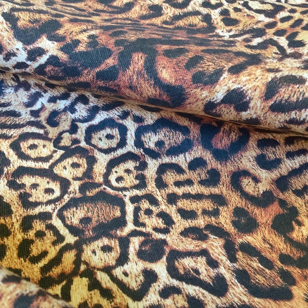 PANTHER LEOPARD Print Cotton Fabric Material - toile imprimée animal pour rideaux, tissus d’ameublement, robe - 59 » ou 150 cm de large