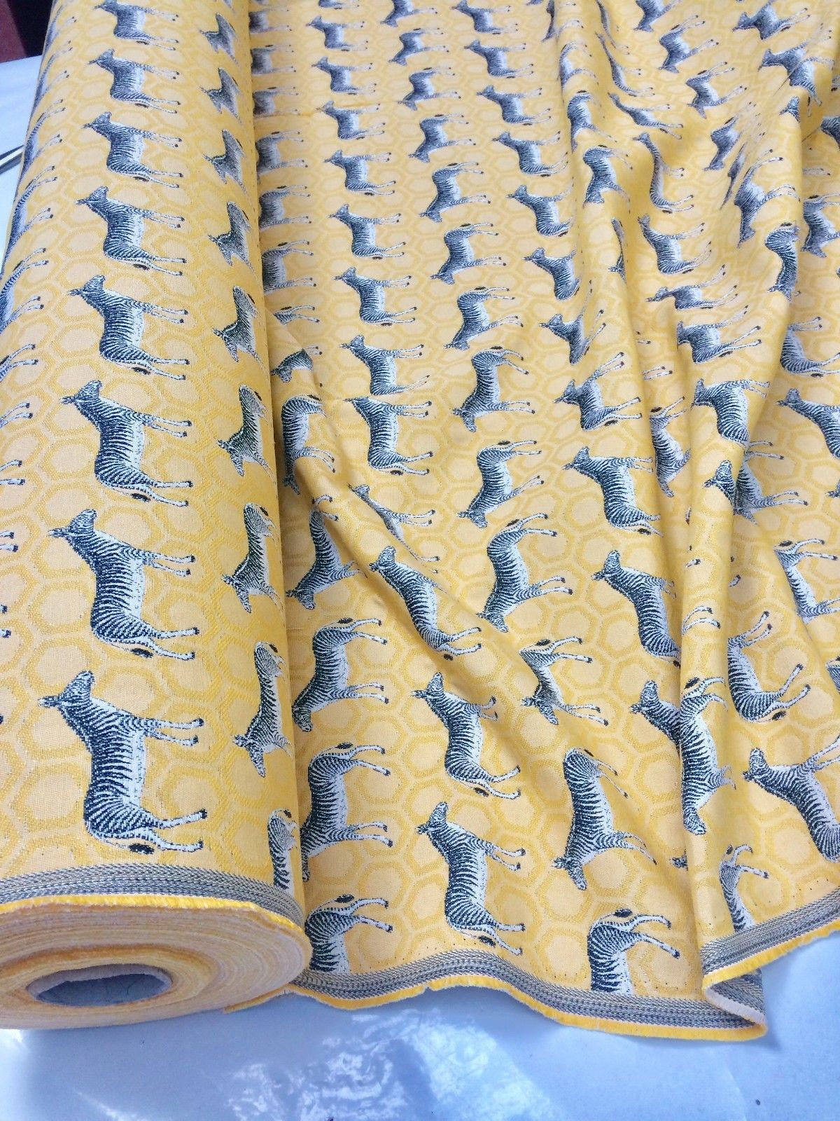 MUSTARD ZEBRA Jacquard Cotton Fabric Upholstery Gobelin | Etsy UK