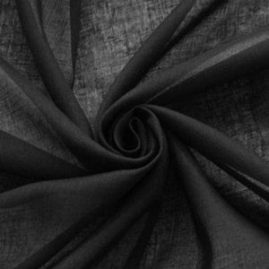 100% Cotton Gauze MUSLIN fabric voile curtains fine cheese cloth Linen Look Event Wedding Textile Mouth Mask - 63&quot;/162cm wide - BLACK