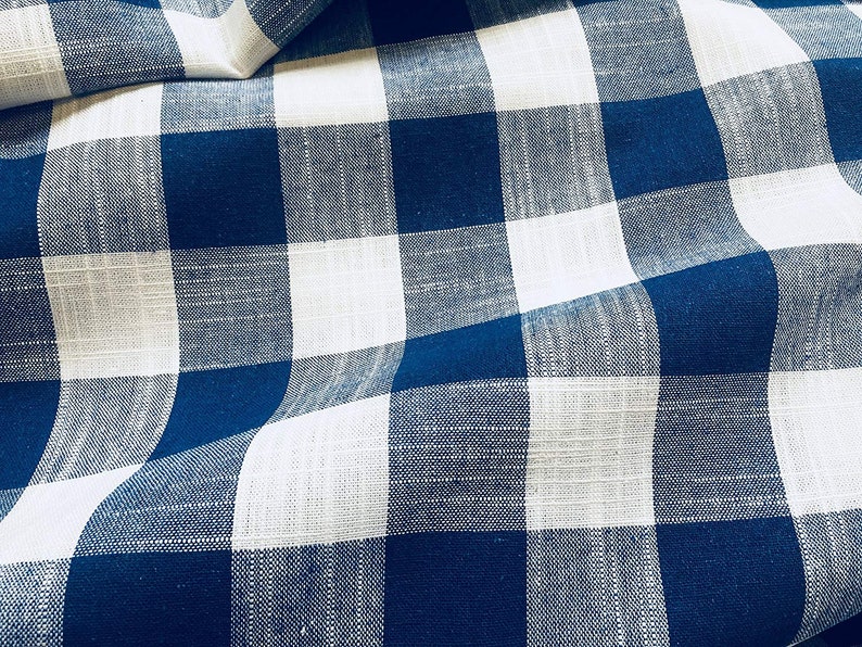 Gingham Linen Checked Linen Fabric Plaid Material Buffalo | Etsy