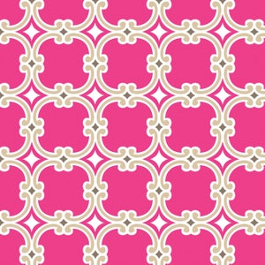Tessuto in Cotone 100% Rosa con Medaglioni Geometrici - 70cm x 112cm - Ultimo Pezzo