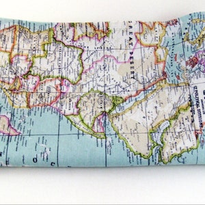 Tissu Carte du Monde 2 – Rideaux & Tapisserie – Coton Polyester 140 cm – Toile Vintage Bleu Clair