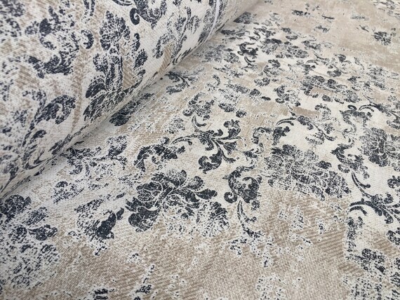 Antique Vintage Damask Print Fabric Baroque Material For Etsy