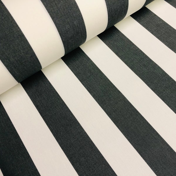 Tissu extérieur DRALON rayé noir et blanc Matériau de revêtement imperméable en téflon acrylique pour coussin Gazebo Beach 160 cm de large