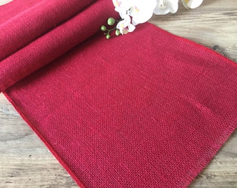 BURGUNDY RED Rustic Burlap Jute Runners For Events, Weddings, Home - Jute Hessian Table Runner - 12'' or 30cm wide