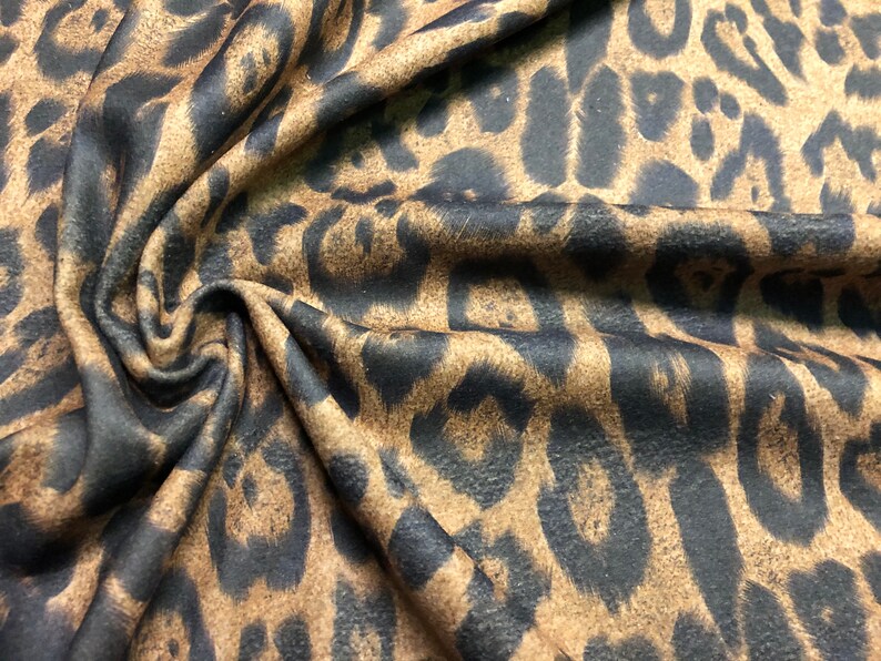 Woolen Leopard Print Wool Fabric Flannel Material Fleece Etsy
