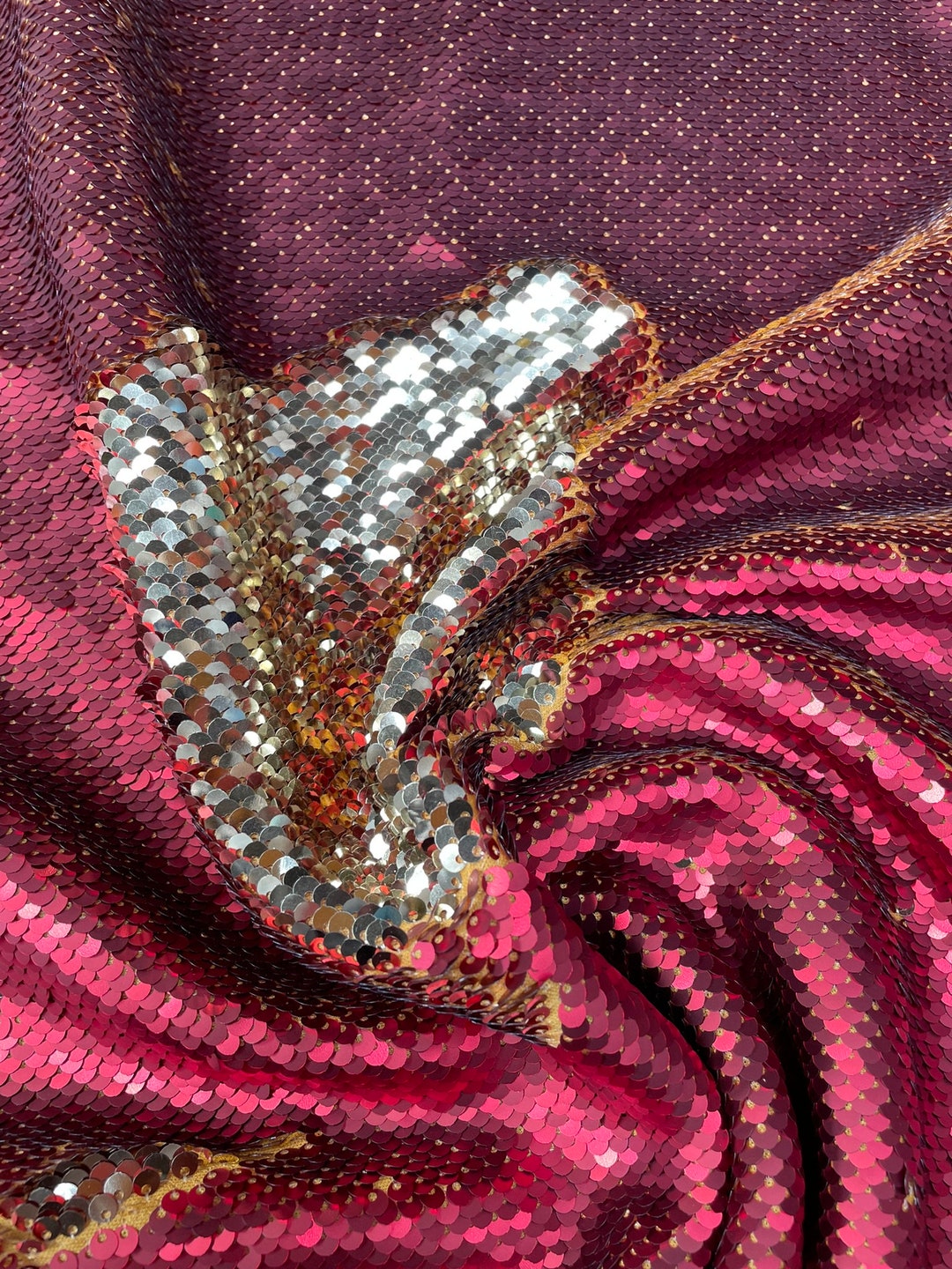 MERMAID Reversible 5mm Sequin Fabric Flip Two Tone Stretch Material ...