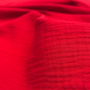 Double Gauze MUSLIN 100% Cotton Fabric Curtains Fine Cheese Baby Cloth Linen Look Event Wedding Table Textile - 55&quot;/140cm Wide - Red