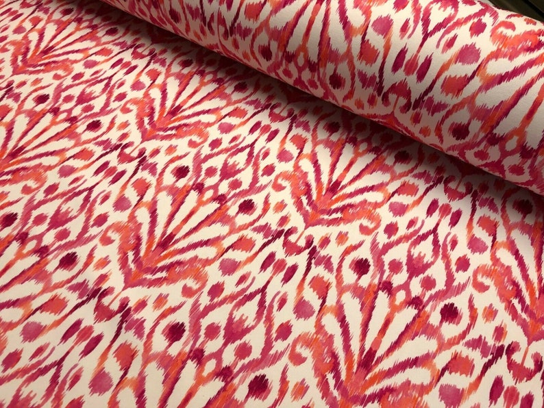 Roze Ikat Floral Fan Damask Flower Fabric Geometrisch Paisley Katoen Materiaal Gordijn Bekleding Home Decor 55/140cm breed afbeelding 5