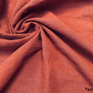 Stone Washed Pure Plain Linen Fabric Material 100% Linens Home Decor Bedding Clothes Curtains 55 140cm Wide TERRACOTTA