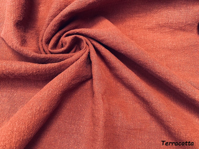 Stone Washed Pure Plain Linen Fabric Material 100% Linens Home Decor Bedding Clothes Curtains 55 140cm Wide TERRACOTTA