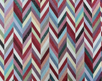 Chevron Woven Gobelin Fabric Home Decor Tapestry Material for Curtains, Upholstery  - 55"/140cm Wide - Multicolour