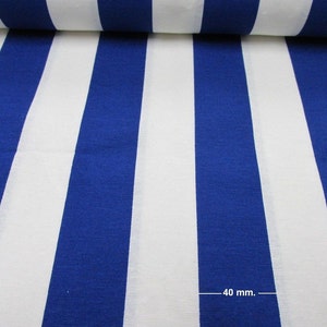 Blue and White Striped Fabric Sofia Stripes Curtain Upholstery Material 140cm wide image 1