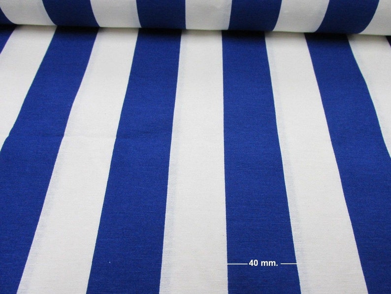 Blue and White Striped Fabric Sofia Stripes Curtain Upholstery Material 140cm wide image 1