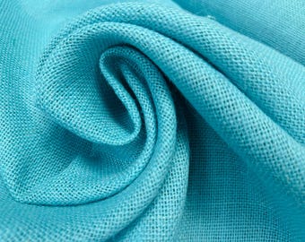 TURQUOISE Dyed HESSIAN 100% JUTE Fabric Sacking Material 10oz Fine Natural Burlap for Wedding, Table Runner, Curtains - 150cm or 59" Wide