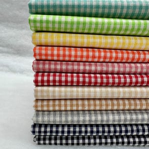 Tela vichy mini lino algodón ligera cuadros pequeños blancos tela costura decoración 150cm ancho