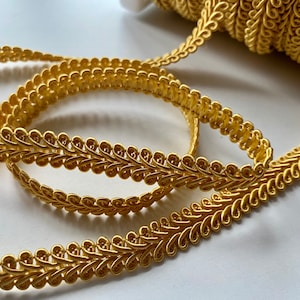 Rayon BRAID Cord Textile Gimp Scroll Chain Trim Home Decor Pillow Cushion Curtains Edge Trimming - 10mm Wide - ANY LENGTH - Honey Gold