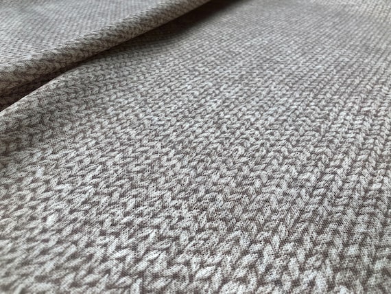 Knit Look Texture Effect Digital Print Jersey Yarn Stitch Fabric Material  Curtain Light Upholstery 55/140cm Wide Beige & Cream 