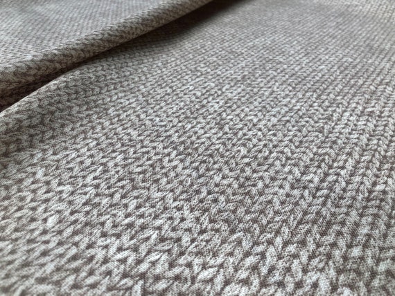 Knit Look Texture Effect Digital Print Jersey Yarn Stitch Fabric Material  Curtain Light Upholstery 55/140cm Wide Beige & Cream 