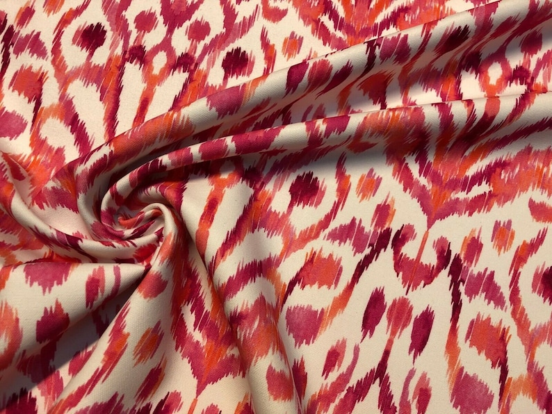 Abanico Floral Ikat rosa, tela de flores de Damasco, Material de algodón Paisley geométrico, cortina para tapicería, decoración del hogar, 55 /140cm de ancho imagen 2