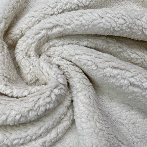 Sherpa Fleece Fabric Super Soft Stretch Materiale Home Decor Tappezzeria Sartoria - Larghezza 165 cm - BIANCO