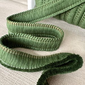 Frangia in Cotone Spazzolato – Passamaneria con Nappe 30mm – Cuscini, Tende, Arredo – Verde #19