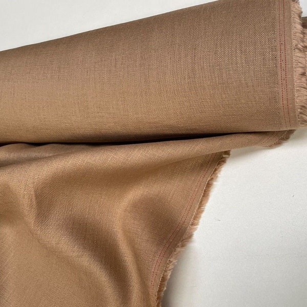 Soft Linen Fabric Material - 100% Linens Textile for Home Decor, Curtains, Clothes - 140cm wide - Plain TAUPE BROWN