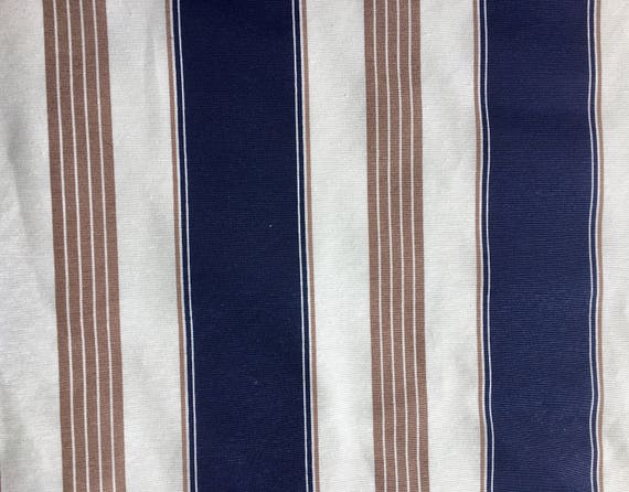 Marine Stripes Navy Blue White Striped Print Fabric Etsy
