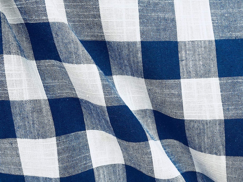 Gingham Linen Checked Linen Fabric Plaid Material Buffalo | Etsy