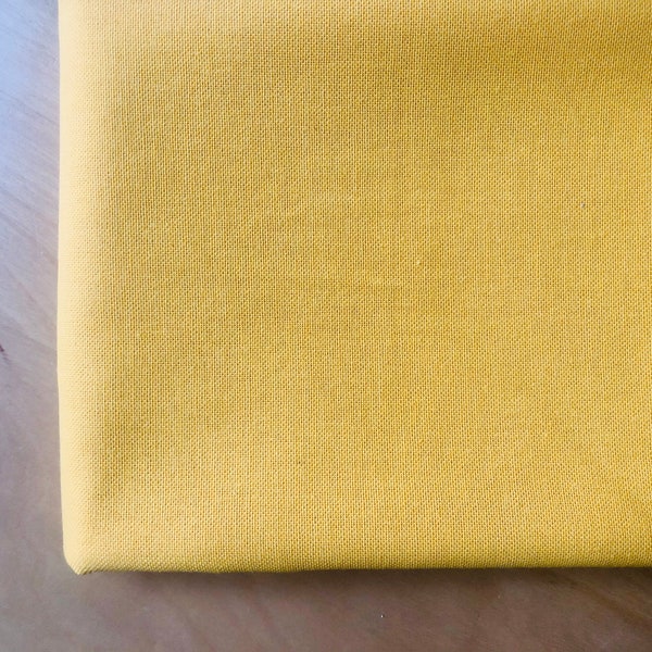 YELLOW - Plain Medium Weight Cotton Fabric For Dressmaking Curtains Light Upholstery Canvas Material - 55"/140cm Wide