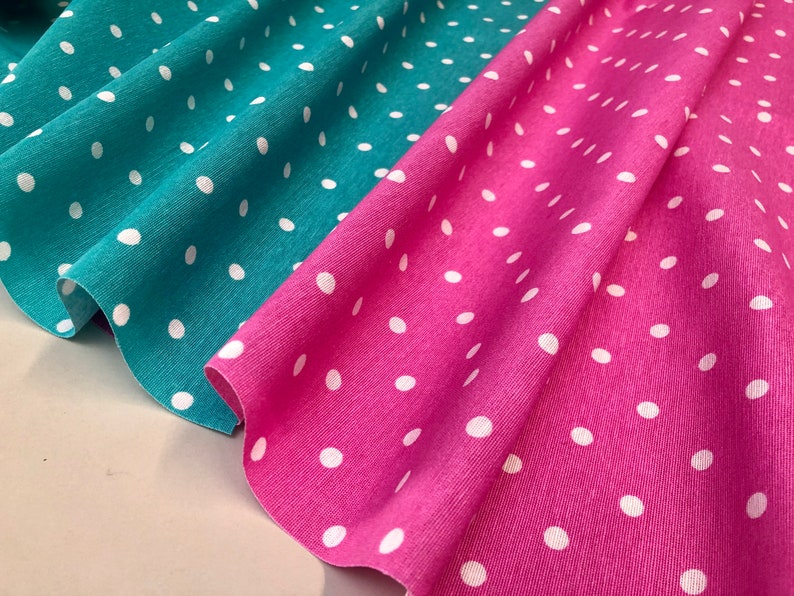 PINK Polka Dot Fabric White Spots Dots Polycotton Material Etsy