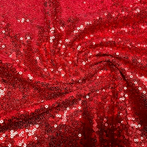 3mm Mini Sequins Tissu Matériau 1 voie extensible 130cm ou 51 de large Paillettes étincelantes Rouge image 1