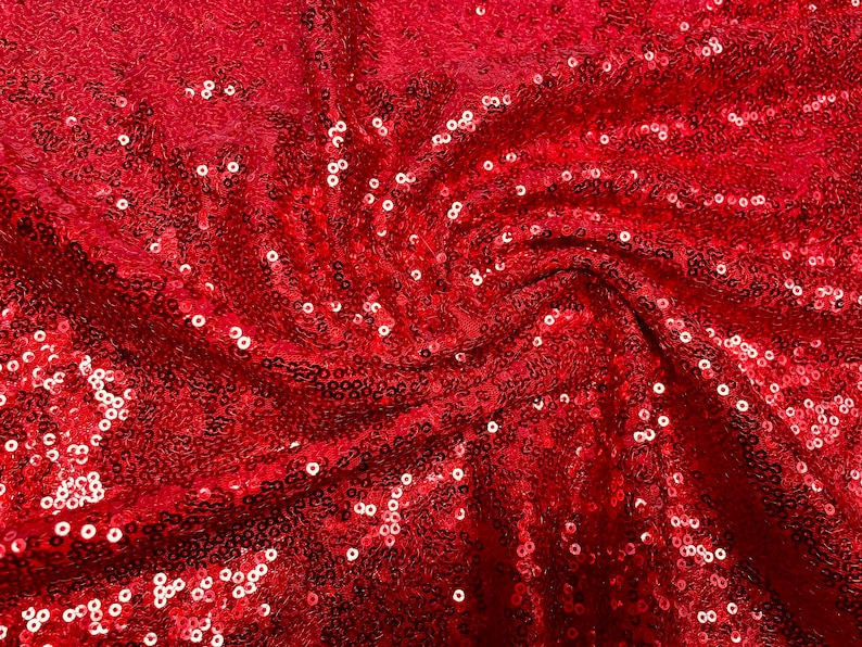 3mm Mini Sequins Tissu Matériau 1 voie extensible 130cm ou 51 de large Paillettes étincelantes Rouge image 1