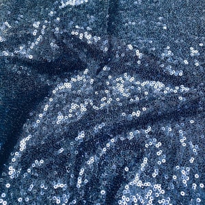 3mm Mini Sequin Fabric Material 1 way stretch wedding, dress, backdrop 130cm or 51 inches wide Matte Paillettes or Sparkling Sequins NAVY BLUE