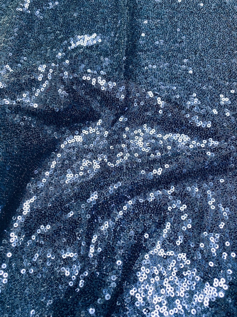 3mm Mini Sequin Fabric Material 1 way stretch wedding, dress, backdrop 130cm or 51 inches wide Matte Paillettes or Sparkling Sequins NAVY BLUE