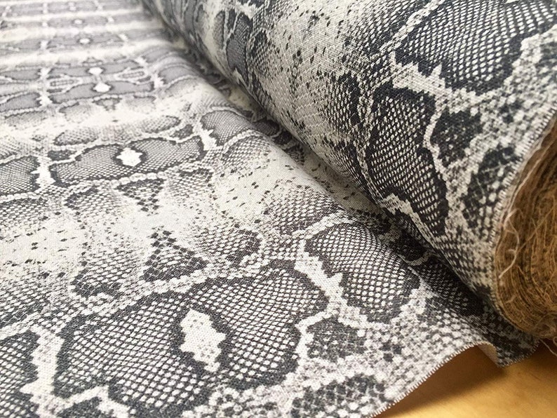 GREY Snake Skin Fabric Snakeskin Animal Print Cotton Material - Etsy
