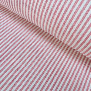 Caramelle righe tessuto di lino Materiale cotone leggero Righe bianche a righe carine sartoria - 150 cm di larghezza - Rosa