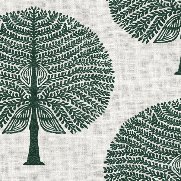 GREEN Mulberry Tree 100% Cotton Fabric Natural Material Home Decor Curtain Upholstery - 55" or 140cm Wide Canvas